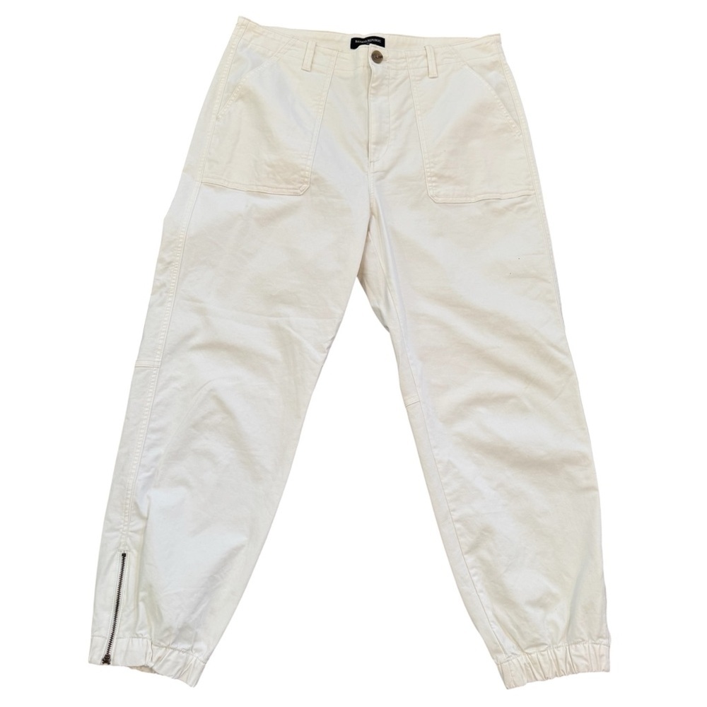 Banana Republic Authentic Chino Jogger Pants Size 14 White Zip Ankle Length